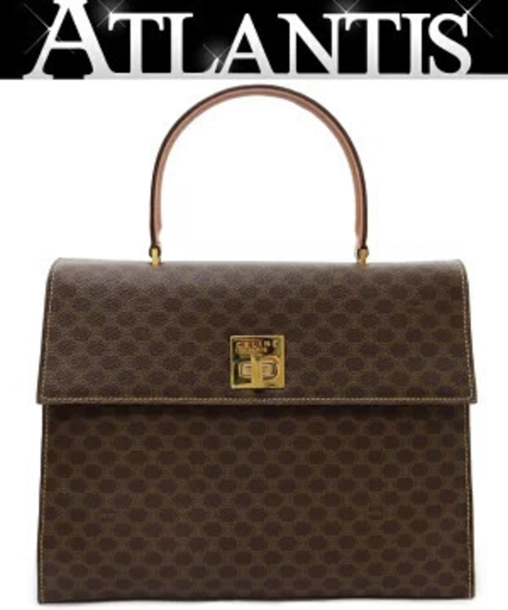 Celine Macadam Top Handle Bag brown canvas